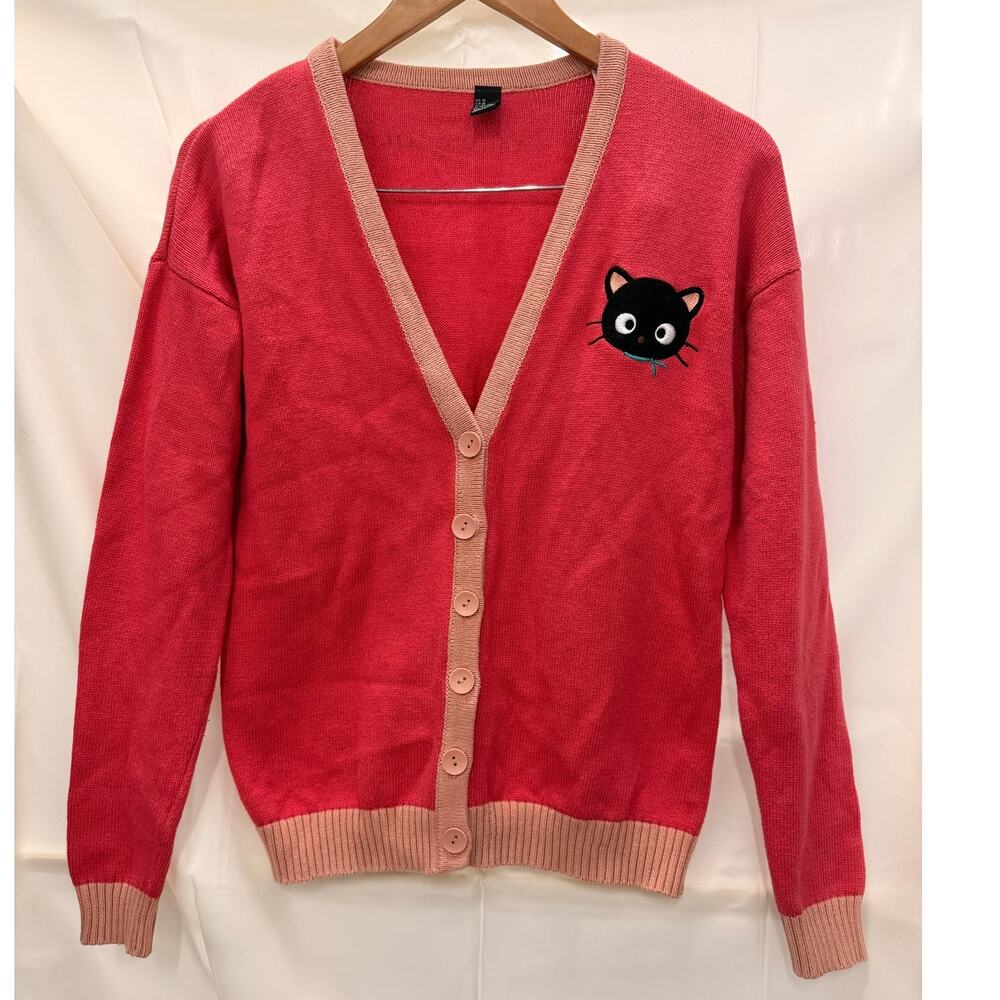 Hello Kitty x Forever‎ 21 Chococat Pink Cat Cardigan Sweater LIMITED EDITION